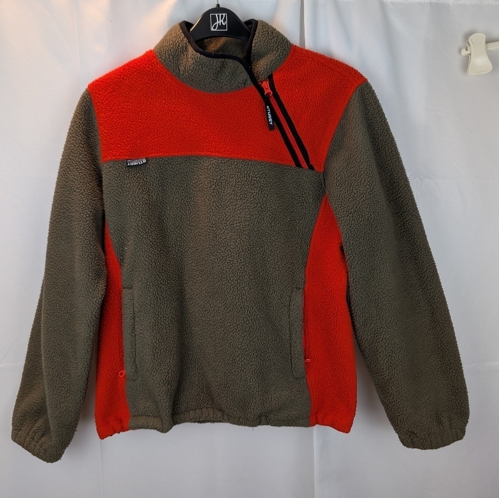 Stussy Drift Diagonal Zip Pullover in Tomato size S in VGUC - Picture 2 of 12